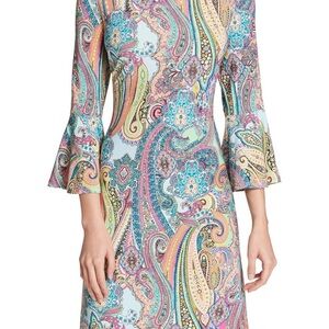 Tommy Hilfiger Women's 3/4 Bell Sleeve High Neck Sheath Mini Dress